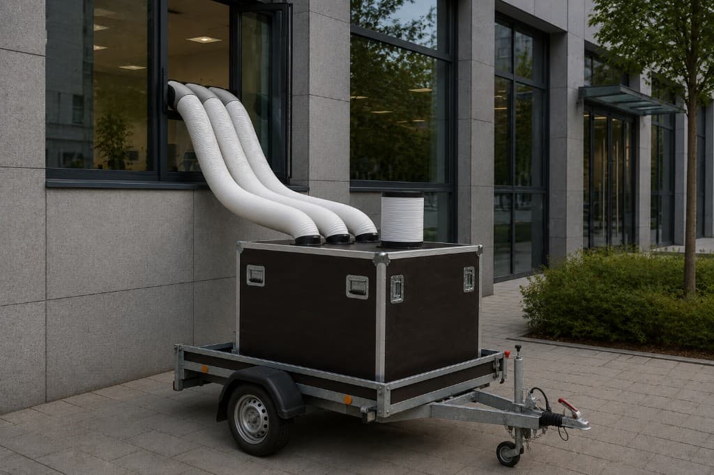 Mobil-Klimaanlage auf Anhänger und Spotcooler zur Miete bei Frankfurt am Main